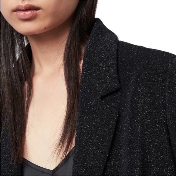 ALLSAINTS Aleida Shimmer Blazer Black Sz 6 - Picture 2 of 16